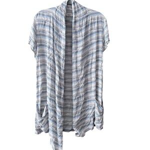 UGG Blue and Gray Patterned Lightweight Short‎ Sleeve Tunic/Short Duster, Small